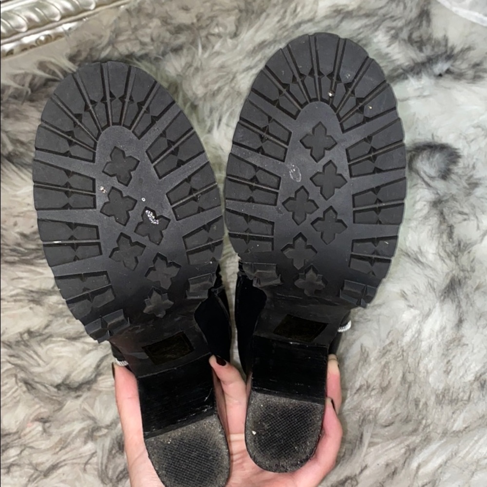 Denim Square Toe Zip-Up Booties